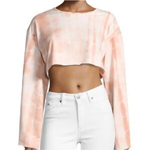 Missguided Tie-Dye Cropped Sweatshirt-WHITE-UK 8/US 4